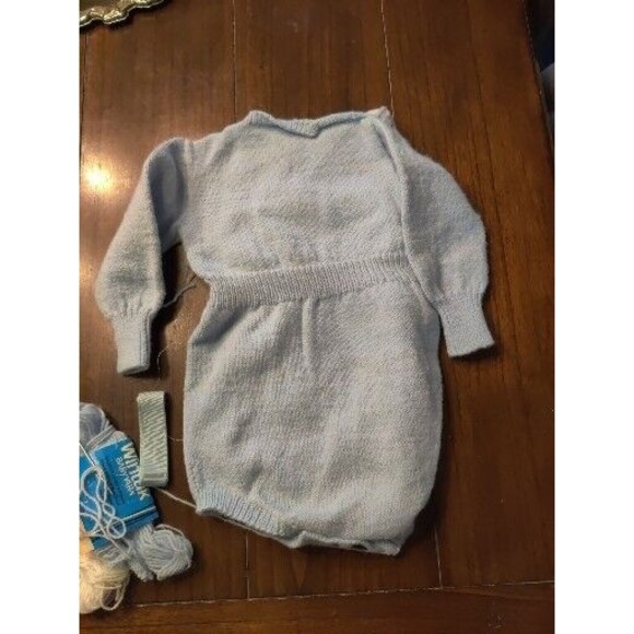 BABY BOY HAND KNIT Fair Isle SWEATER Romper SIZE 3-6 MONTHS. BLUE. Incomplete - Picture 6 of 6